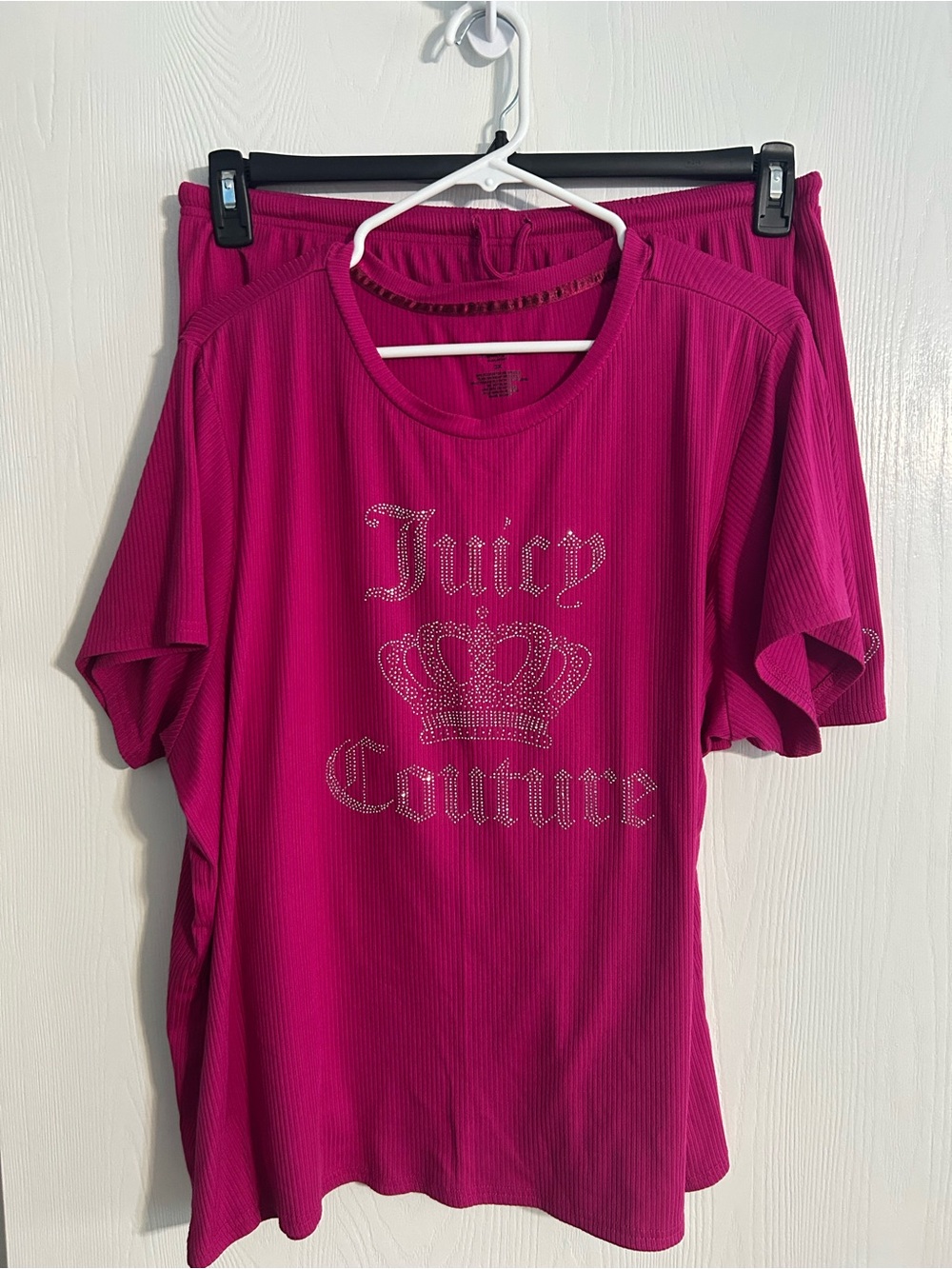 Juicy Couture Fuchsia Short Sleeve Tee with Rhinestone Logo